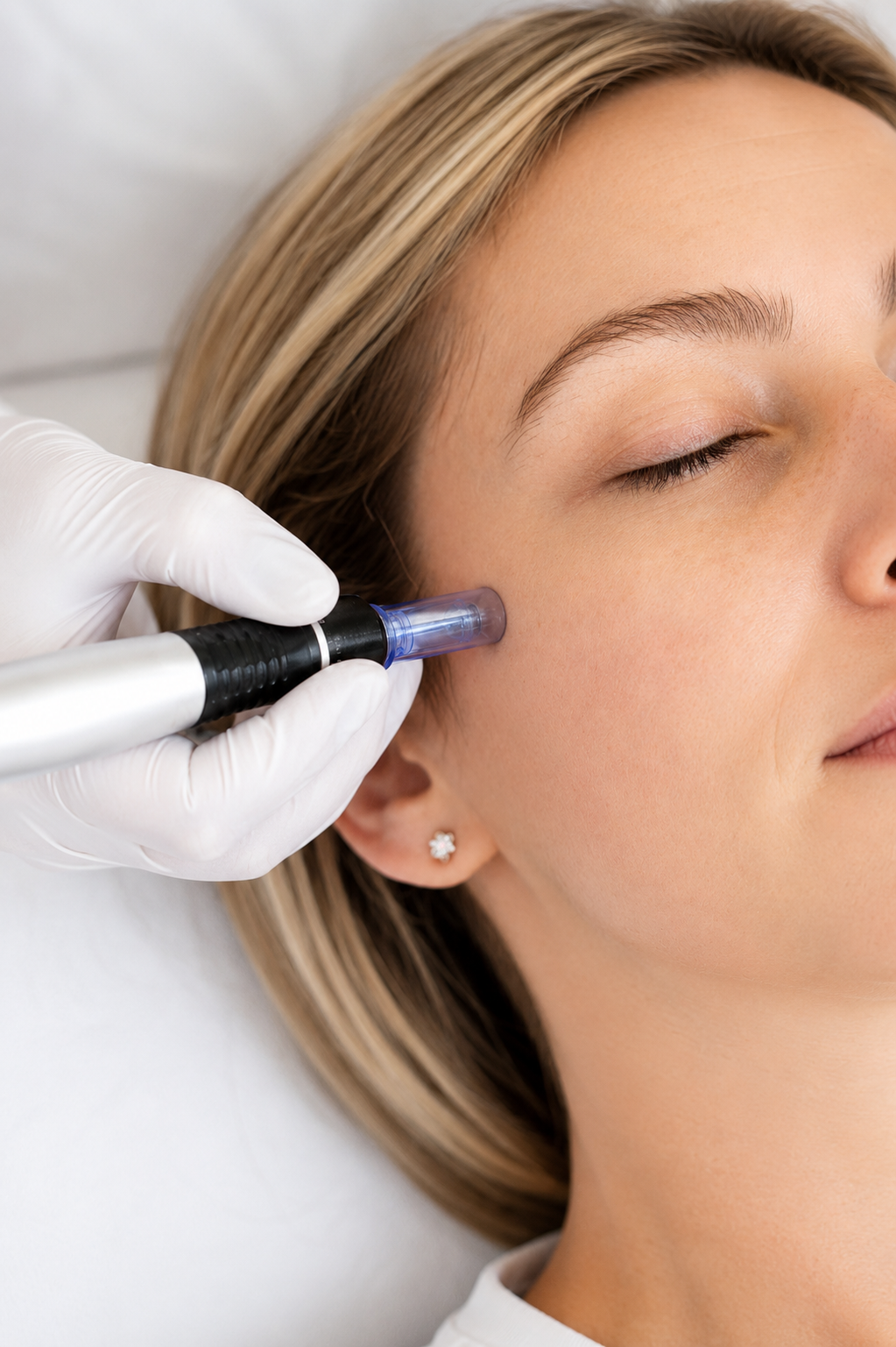 RF Microneedling treatment process at Sasha JVC Dubai