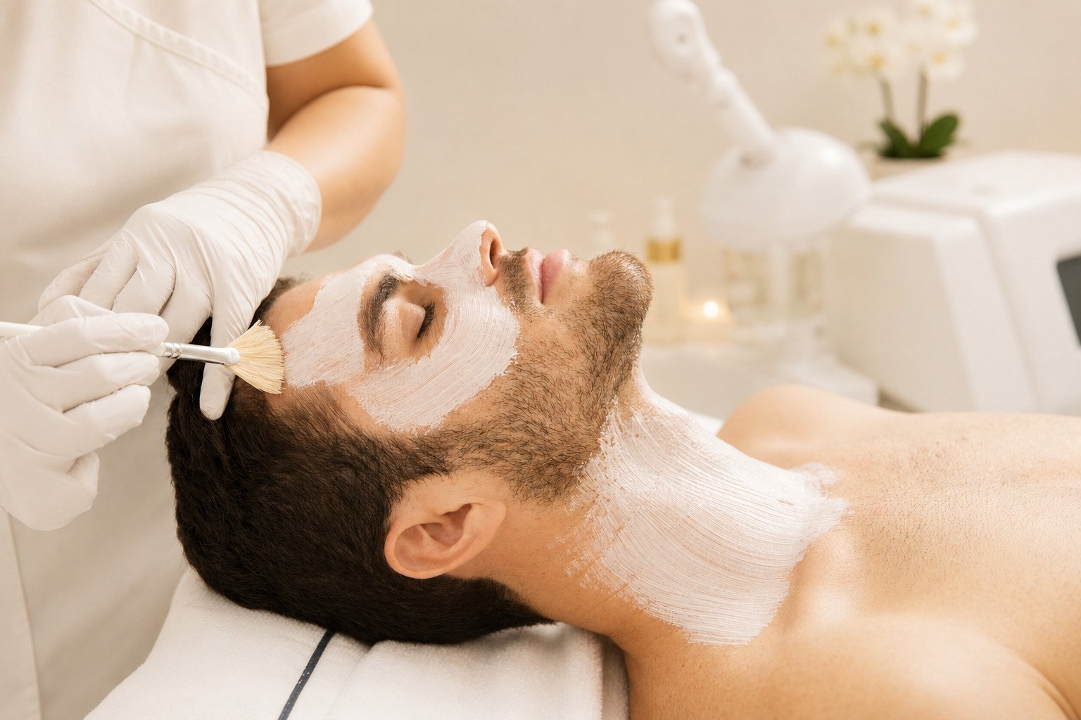 HydraFacial skin treatment for men at Sasha Aesthetic Clinic JVC Dubai