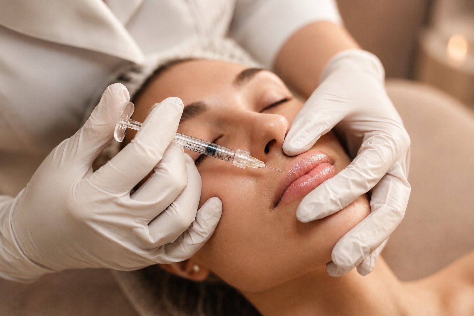 Lip filler treatment process at Sasha Aesthetic Clinic