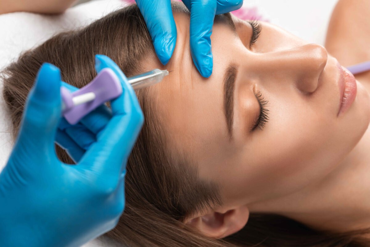 Botox injection at the temple