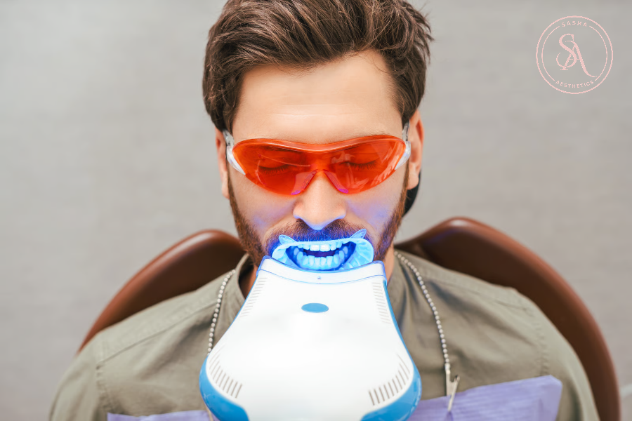 Teeth Whitening Al Hebiah Fourth 3 Dentist reviewing a dental scan before a professional whitening treatment